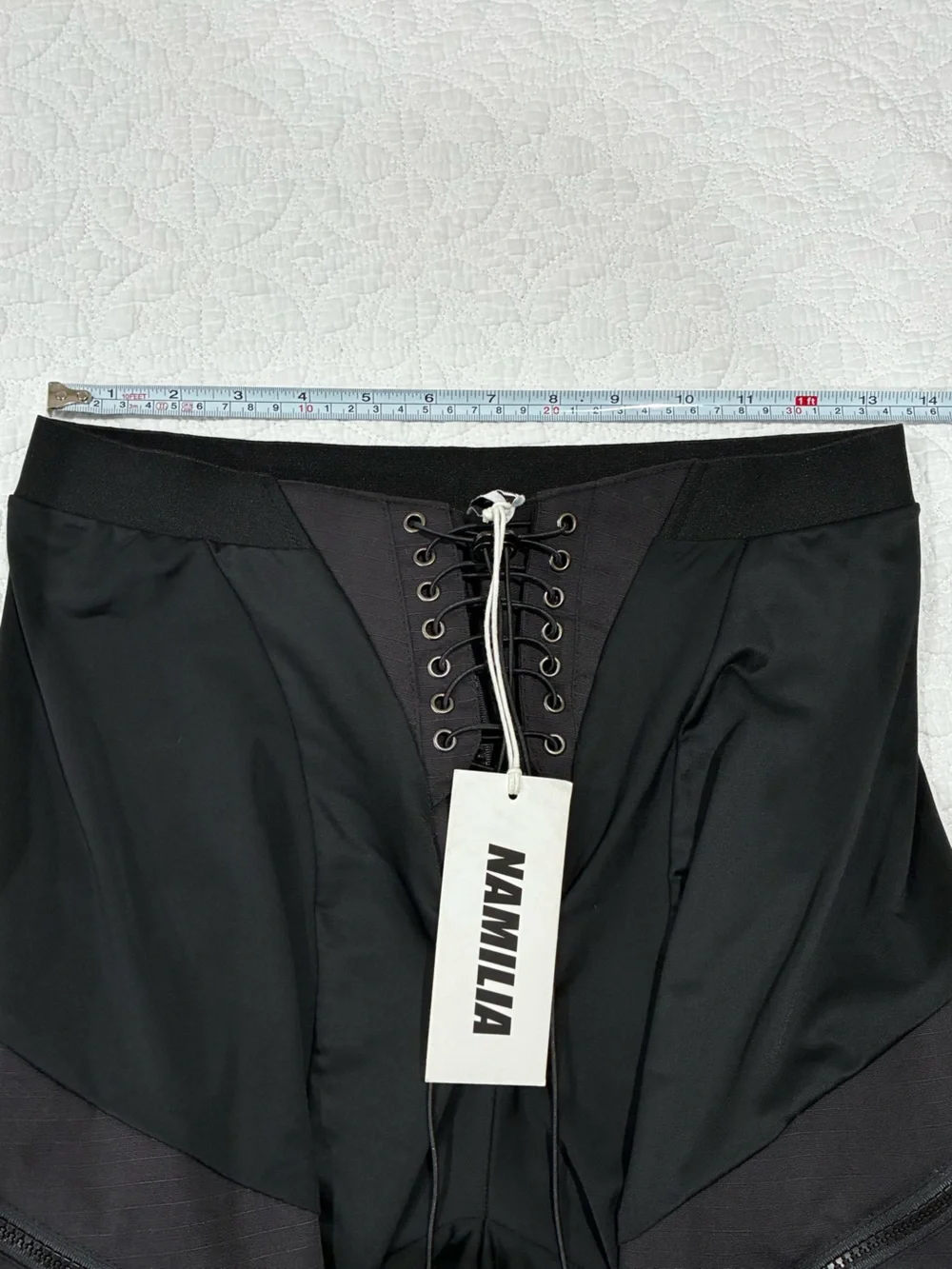 NWT Namilia Techno Stretch Cargo Pants Lace Up Front Multi Pocket Black Large